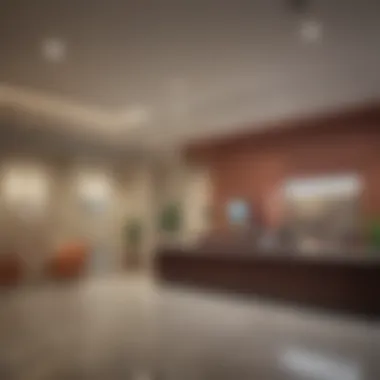 Modern Bank Branch Interior Interior of a modern bank branch highlighting customer service