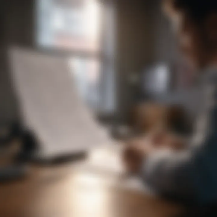 A person reviewing financial documents at a desk