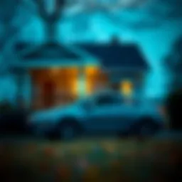 A serene car parked next to a house, symbolizing voluntary repossession