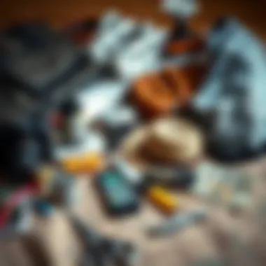 Travel essentials laid out for a trip