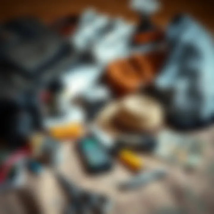 Travel essentials laid out for a trip