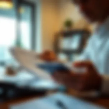 Responsible Credit Management Strategies Person analyzing credit card statements with a calculator