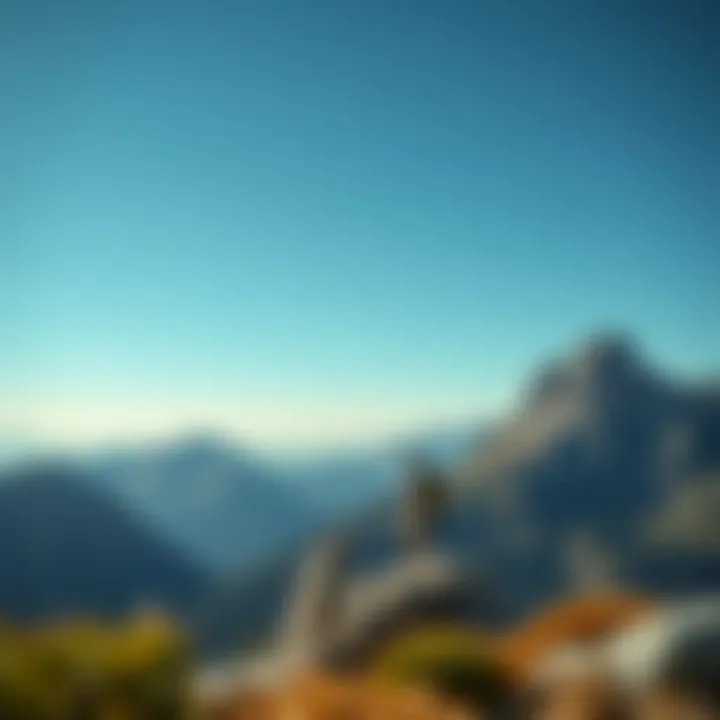 A scenic mountain landscape depicting adventure and exploration