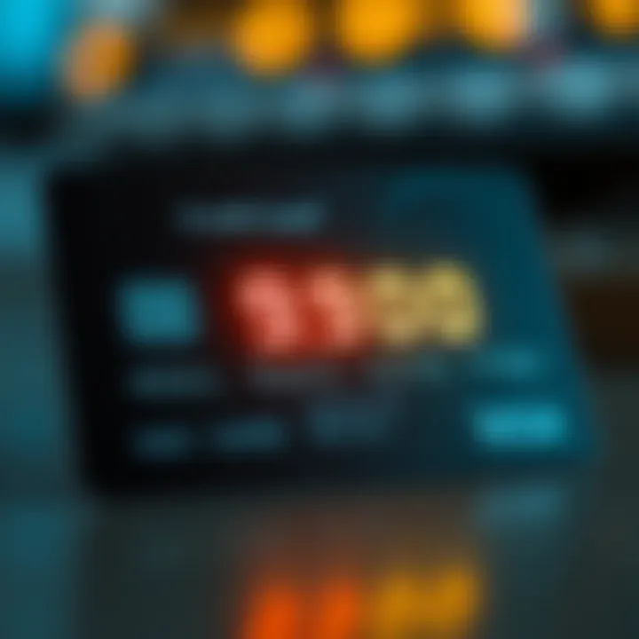 Credit card with a glowing score display