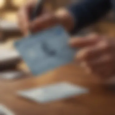 Reviewing Finances with the American Express Secured Business Credit Card An entrepreneur reviewing financial documents with the American Express Secured Business Credit Card on the table.