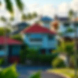 Scenic view of a Hawaiian neighborhood showcasing diverse architecture