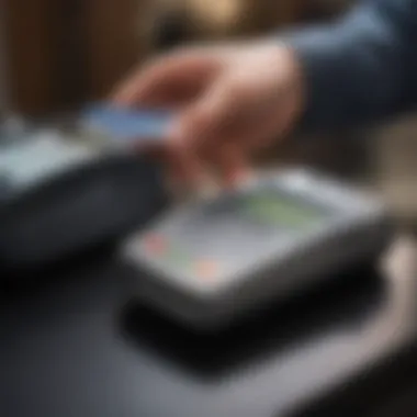 Close-up of a debit card reader at a payment terminal