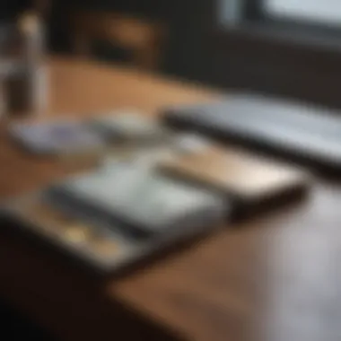 Various payment methods displayed on a table