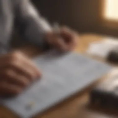 Financial Document Review Person reviewing financial documents with a debit card