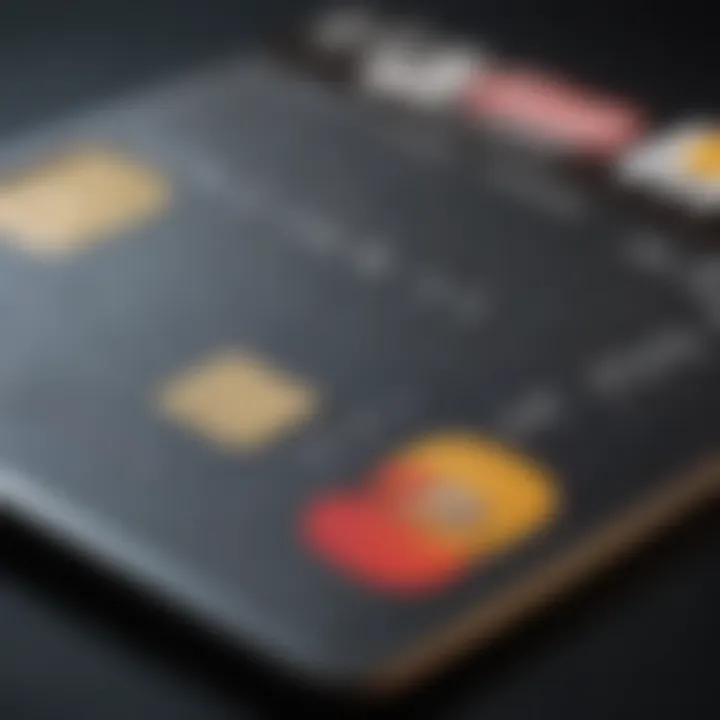 A close-up of a credit card with a digital banking interface in the background.