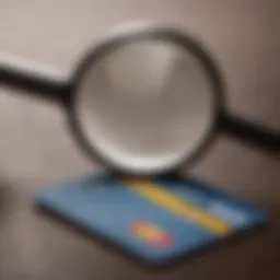 An illustration of a credit card with a magnifying glass highlighting a suspicious charge.