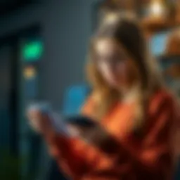 Teenager reviewing credit card options