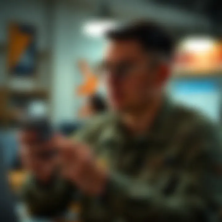 Military member discussing credit card options