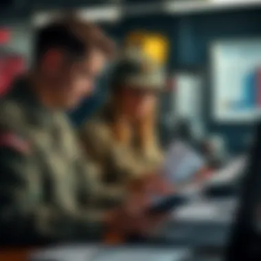 Military personnel reviewing financial options