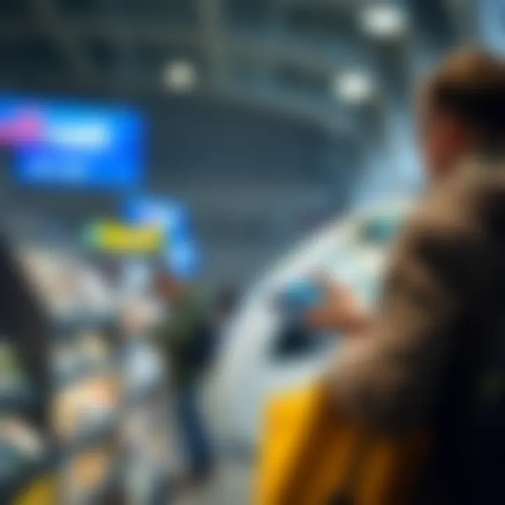 Traveler making a purchase abroad