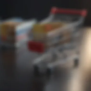 Illustration of a credit card and a shopping cart symbolizing purchase initiation.