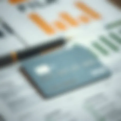 A close-up of a credit card with a blurred background of financial documents