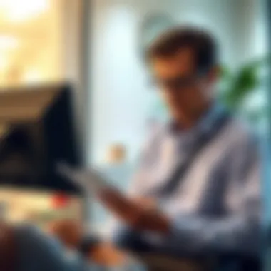 Policyholder Exploring Options Illustration of policyholder reviewing insurance options