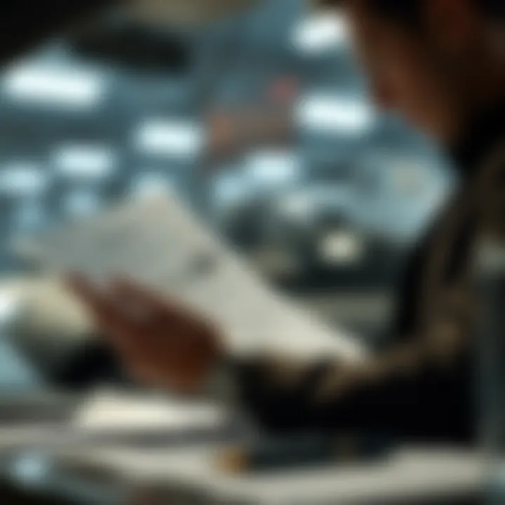 Person reviewing auto insurance policy documents