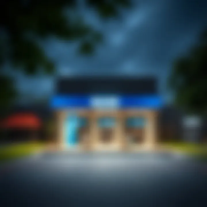 A serene local bank branch showcasing modern architecture