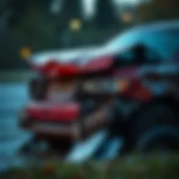 A damaged vehicle after an accident
